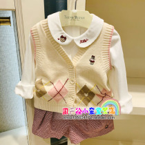 Teenie Weenie autumn money girl small bear sweater vest baby knit waistcoat TKVK204951B