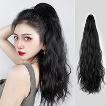 Pony-tailed wig female hair grab clip type ponytail simulation hair net red high ponytail long curly hair water ripples natural curls