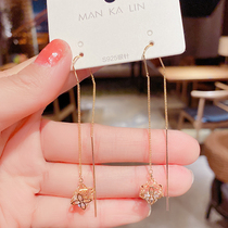 2022 New wave design feeling earrings female tennis red temperament with earrings pendant female hollowed-out Tetris earline earrings