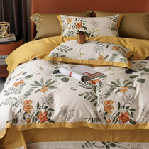 American 60 tribute satin long suede cotton pure cotton linen four pieces of set field printed home spun full cotton quilts bedding bedding