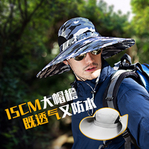  Fishing hat mens breathable sun hat Summer outdoor sun hat big cornice sunscreen fishing fisherman hat Camouflage cool hat