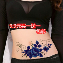 Big picture flower blue demon diva tattoo sticker waterproof sexy female arm thigh abdomen simulation long-lasting tattoo