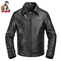 Haining leather men mens leather top layer cowhide lapel large size leather jacket jacket padded cotton autumn and winter goatskin