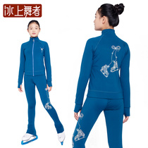 Figure skating training suit thickened velvet elastic hot diamond skating clothing womens childrens warm jacket pants in autumn and winter