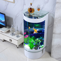 Goldfish tank Living room small semicircular glass aquarium Cylindrical vertical household floor-to-ceiling large ecological free water change