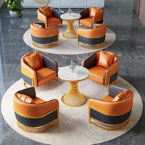 Sales offices Department of negotiating table and chairs Combined guests sofa tea table small round table minimalist modern reception area One table 4 chairs