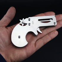Folding leather band Gun childrens toy stainless steel 12 consecutive hair band pistol boy gift nostalgic toy gun b6