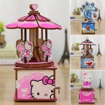 Wooden Music Box Music Box Music Box girl carousel diy wooden ornaments creative children birthday gift Christmas