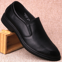 Spring Summer Men Shoes Genuine Leather Business Positive Clothing Work Shoes Casual Shoes Single Shoes Bull Leather Round Head Black Soft Bottom Leather Shoes Breathable