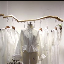 Clothing store display rack men's clothing store branch ceiling hemp rope hanger women's clothing store decoration wooden creative hook