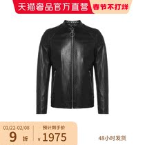 DAVIDNAMAN men's black leather collar short jacket new year gift