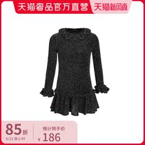 Pider BB Sweet Ruffle Colored Silk Knitted Black Dress Cute Girl dress Princess