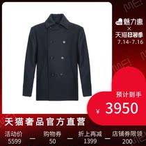 VERSACE COLLECTION VERSACE DARK BLUE DOUBLE-BREASTED BACK SPLIT WOOL COAT