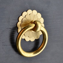 Chinese antique pure copper ring drawer handle retro furniture shoe cabinet doors and windows all copper single hole round handle