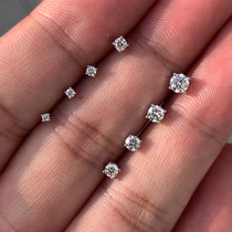 Diamond earrings 18K rose gold 5 points 10 points 20 points 30 points real drilling ear hole screw screw four claw ear bone nail female
