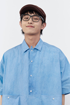 Menmate 22SS Lake Blue Ice Flowers Zdyeing small crowdsourced Short-Shirt Profile 100 Hitch Loose Short Sleeve Shirt