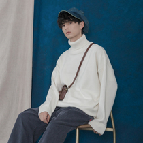 Mr. Montmartre Winter Solid Color Turtleneck Sweater for Men and Women Joker Foundation Loose Pile Lap Base Knitting Sweater