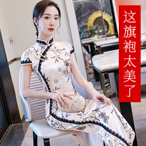 Silk cheongsam 2021 new and improved dress young girl long temperament retro Chinese style
