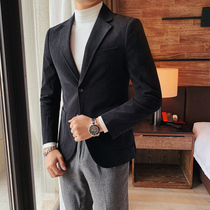 PAR JAZZ spring and autumn slim mens striped small suit British youth corduroy casual single suit jacket