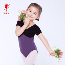 Red dance shoes Childrens Ballet Girl short sleeve velvet body Clothing Spring and Autumn Winter Dance clothing gymnastics practice clothing 5307