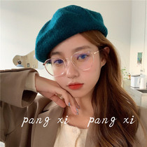 Korean Version Tide Retro Round Frame Anti-Blue Light Transparent tr90 Myopia Glasses Woman with degree Editable Net Red Glasses Frame