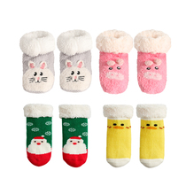 Warm feet treasure autumn and winter children plus velvet thick warm socks toddler Baby non-slip bottom warm feet artifact
