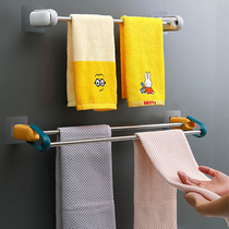 Towel rack non-perforated toilet bathroom suction cup hanger bath towel shelf Nordic simple creative single pole holding pole