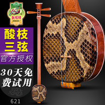 Dunhuang brand small three-string 621 evaluation three-string acid branch wood Shanghai national musical instrument send accessories