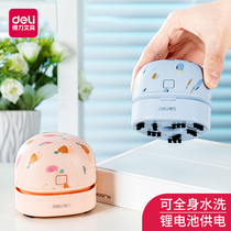 Deli desktop vacuum cleaner Student electric suction eraser chip machine Childrens suction pencil chip usb charging cleaner Miniature mini vacuum cleaner washable desk computer keyboard cleaning artifact