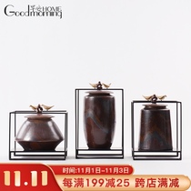 Modern new Chinese creative ornaments creative model room hotel boggy shelf storage tank ceramic porch decorations