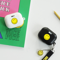 South Korea SMILEY for Apple airpods pro3 headset Black White 1 2 generation Protective case with pendant