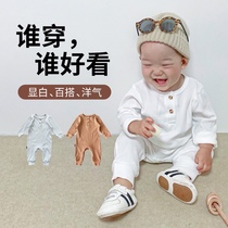  Baby clothes Autumn thin suit Spring and autumn female and male baby one-piece autumn pure cotton super western style harem climbing clothes