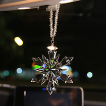 Net red upscale crystal snowflake car pendant car pendant in car hanging decoration car rear-view mirror decoration goddess