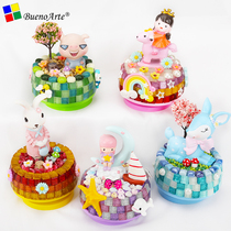 New Years Spring Festival dreamy handmade music box diy material package mosaic warm-up homemade music box creative puzzle