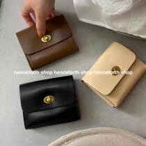 henceforth Korea ins with the same hot card bag small wallet solid color lock retro lipstick storage bag