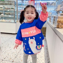 Baby waterproof hood clothes Childrens apron Apron Bib Dining Anti-Wear waterproof and anti-dirty long section Drawing Clothes Kindergarten