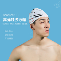  Kawasaki mens and womens silicone swimming caps Waterproof without head Fashion adult mens and womens swimming caps