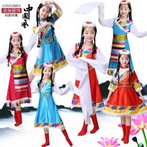 New childrens Tibetan dance clothing performance clothing Tibetan sleeve clothing Ethnic minority girls dance clothing children