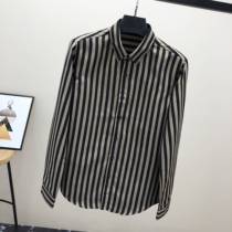 Korea Tide Brand Autumn Golden Striped Shirt Mens Long Sleeve Interior High-end Business Slim Mens Vertical Striped Shirt