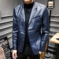 AVUA Tide brand mens leather clothing 2021 autumn and winter Korean version of slim mens coat youth lapel casual leather jacket