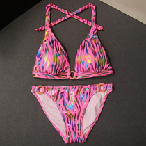 2021 new split ins Wind bikini slim chest big gathering sexy three-point holiday swimsuit women