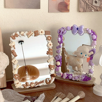 Cute diy mirror desktop cosmetic mirror in wind maiden desktop can set home dorm student dressing table