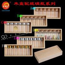 Glass bottle with wooden box agarwood aluminum lid bottle box set creative gift Cork wishing bottle split trial set