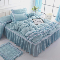 Net red cotton wash cotton bed skirt four-piece lace cotton Korean bed cover cotton ins princess style bedding