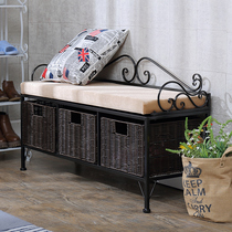American in door change shoes Iron Art Eu Style Brief Modern Short Bench Containing Shoes Cabinet Multifunction entrance to the entrance Shoes Stool