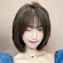 Wig female short hair natural full head sleeve round face wave head simulation human hair silk summer long hair wig pullover