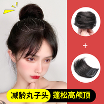 True ball hair ring Hanfu ancient style hair bag fluffy flower head wig female lazy hair artifact real hair accessories