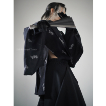 Angel Treaty original) niche design) black floral dark dark big sleeve shirt