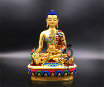 Imitation of Nepal pure copper painted medicine Buddha Buddha statue 17 feet 21cm