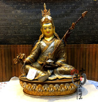 Nepal handmade red copper gilt carved lotus flower life Dharma statue 1 5 feet